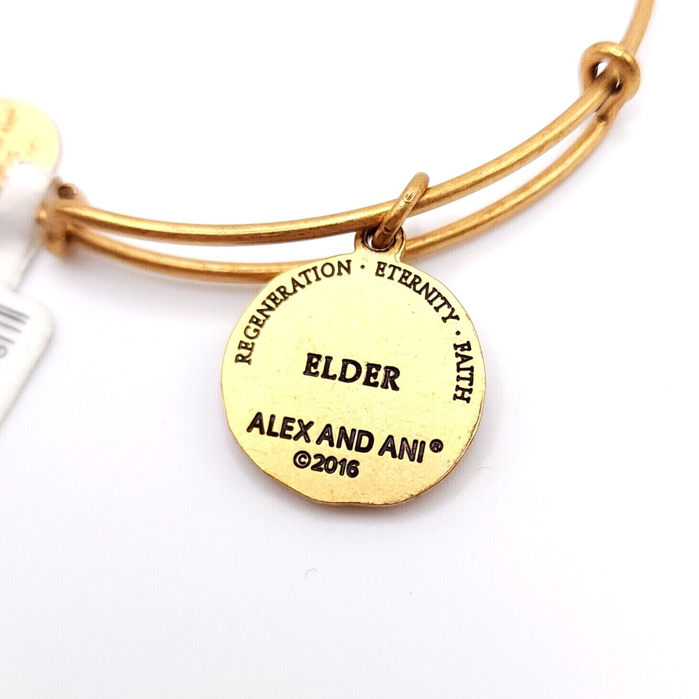 Alex & Ani Elder Charm Bracelet Women's Rafaelian Gold Expandable Bangle USA - Picture 4 of 8